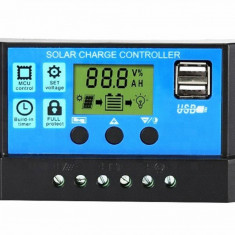 Controler/Regulator de incarcare panou solar, 12 - 24V, 30A, mini dual USB