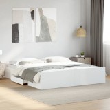 VidaXL Cadru de pat cu sertare, alb, 180x200 cm, lemn prelucrat