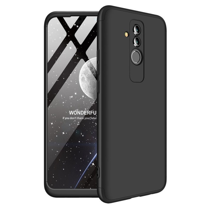 Husa Full Cover 360&deg; (fata + spate + folie sticla) compatibil cu Huawei Mate 20 Lite din plastic, Black Matte