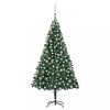 Brad de Craciun pre-iluminat cu set globuri, verde, 210 cm, PVC