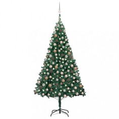 vidaXL Brad de Crăciun pre-iluminat cu set globuri, verde, 210 cm, PVC 3077623