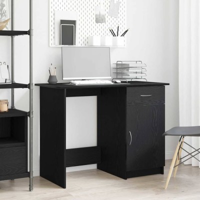 vidaXL Birou Stejar negru 100 x 50 x 76 cm Lemn compozit foto