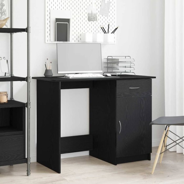 vidaXL Birou Stejar negru 100 x 50 x 76 cm Lemn compozit