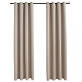 Cumpara ieftin Draperii opace cu inele metalice, 2 buc., bej, 140 x 225 cm