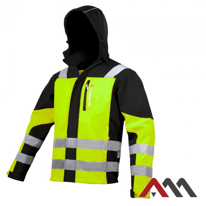 Jacheta Softshell cu gluga si insertii reflectorizante Classic-Vis Galben