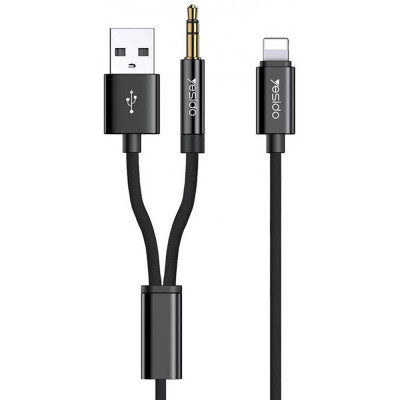 Cablu Adaptor Lightning la USB, Jack - Yesido (YAU-18) - Black foto