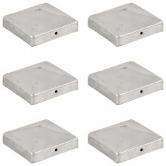 Capace st&acirc;lpi de gard piramidă 6 buc. metal galvanizat 91x91 mm