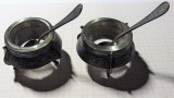 Pereche solnite vintage (sare si piper) provenienta URSS din metal placat cu argint
