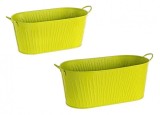 Cumpara ieftin Set 2 ghivece flori zinc verde 32x16x13.5 cm, 28x14.5x12.5 cm