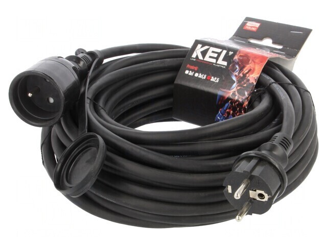 Prelungitor Alimentare Negru 15m 16A 3x2.5mm2