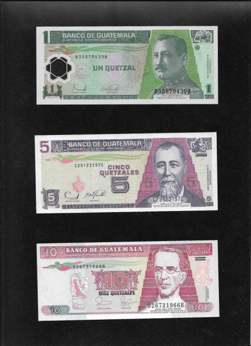 Set Guatemala 1 + 5 + 10 quetzales 2006 unc
