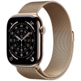Apple Watch 11 GPS + Cellular, Carcasa Gold Titanium 46mm, Gold Milanese Loop - S/M