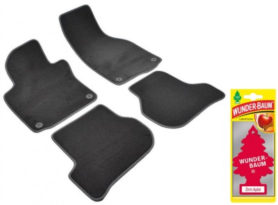 Covorase auto din mocheta Umbrella pentru Volkswagen Jetta IV (2003-prezent)- Sisteme fixare rotunde + Odorizant Auto Bradut Wunder-Baum Zimt Apfel (M foto