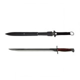 Cumpara ieftin Set Maceta si Sabie Vanatoare IdeallStore Otel Inoxidabil 61cm, Lama Inscriptionata, Teaca Curea, Cutit, Durabilitate