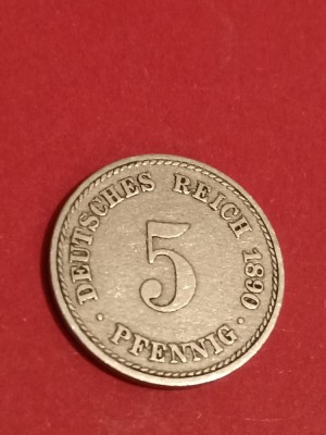 5 pfennig 1890 A, stare aUNC [poze]. Discount conform descriere [10 - 20 %. Vezi descrierea.]. foto