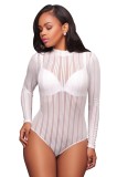 V552-2 Bodysuit sexy cu maneci lungi si model din plasa cu dungi