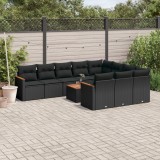 vidaXL Set canapele de grădină cu perne, 11 piese, negru, poliratan 3258744