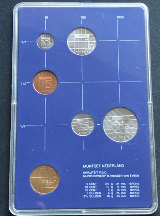 Olanda 5 10 25 centi 1 2 1/2 guldeni 1986