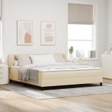 Cumpara ieftin Pat cu arcuri cu headboard Crem 180 x 200 cm tesatura