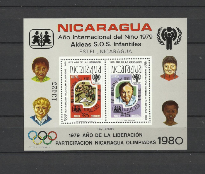 NICARAGUA 1980 JOCURILE OLIMPICE MOSCOVA ANUL INTERNATIONAL AL COPILULUI