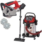 Einhell TC-MA 1300 + TE-VC 2025 SACL - Freza pentru caneluri beton 1320 W 125 mm accesorii + Aspirator umed-uscat 1200 W 200 mbar 25 l priza scule ele
