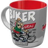 Cana Ceramica Biker Chrom 340ml - Piese si Accesorii Moto, Imprimeu Calitate, 8.5x9cm