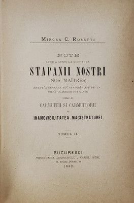 COLIGAT DE DOUA LUCRARI de MIRCEA C. ROSETTI , 1882 foto