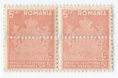 *Romania, lot 1025 cu 2 dipticuri fiscale de impozite, 1943, pereche orizontzla, MNH foto