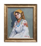 Cumpara ieftin Tablou celebu inramat pictat manual, Portret de tarancuta, 35x30cm ulei pe panza rama din lemn, reproducere Nicolae Grigorescu