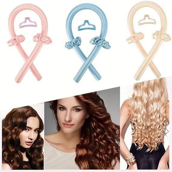 Set 3 buc - Ondulator fara Caldura, diverse culori, 3 Accesorii, 2 Elastice si