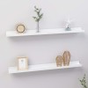 Set 2 Rafturi Perete Gossi, 80x9x3 cm, MDF, Alb Extralucios, Suspendate, Decorative, Capacitate 5kg/raft