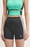 adidas by Stella McCartney pantaloni scurti femei, culoarea gri, modelator, high waist, JG1057