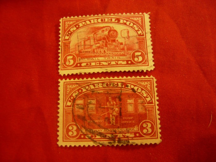 2 Timbre de colet SUA 1912 : 3C si 5C stampilate