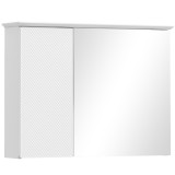 HOMCOM Dulap cu Oglindă și Rafturi Reglabile pe 3 Nivele, Oglindă de Perete din Sticlă și Lemn, 65x15x49 cm, Alb | Aosom Romania