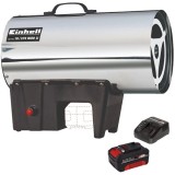 Einhell GE-HG 18/370 Niro Li PXC + Starter Kit - Tun de caldura 37 kW 1000 m3/h + Set 1 acumulator si incarcator Li-Ion 18 V 4 Ah