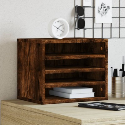vidaXL Organizator birou, stejar fumuriu, 36x26x29,5 cm lemn prelucrat foto