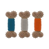 Set 3 jucarii pentru caini, in forma de os, multicolore