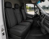 Cumpara ieftin Set Huse din Piele Ecologica pentru Mercedes Sprinter W906 2006-2018 , Negru cu Cusatura Alba