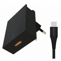 Incarcator Retea Cu Cablu USB Tip-C Swissten, Suport Device, Quick Charge, 25W, 1 X USB Type-C, Negru