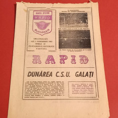 Program meci fotbal RAPID BUCURESTI-DUNAREA CSU GALATI (01.11.1983)