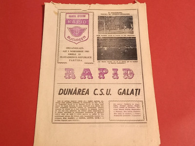 Program meci fotbal RAPID BUCURESTI-DUNAREA CSU GALATI (01.11.1983) foto