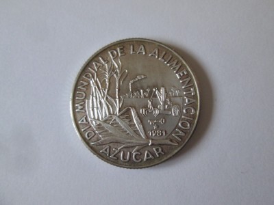 Rară! Cuba 5 Pesos 1981 FAO argint .999 UNC ed.limitata,patina deosebita foto