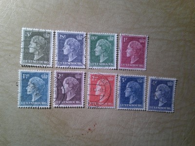 Serie mica Luxemburg -1948 Printesa Charlotte , 9 valori stampilate foto