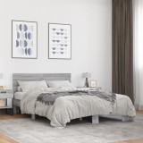 VidaXL Cadru de pat, gri sonoma, 140x200 cm, lemn prelucrat și metal