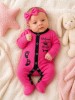 Salopeta din bumbac pentru bebelusi cu botosei, roz ciclamen, Steps (Marime, Superbaby