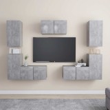 vidaXL Set de dulapuri TV, 7 piese, gri beton, lemn prelucrat 3079091