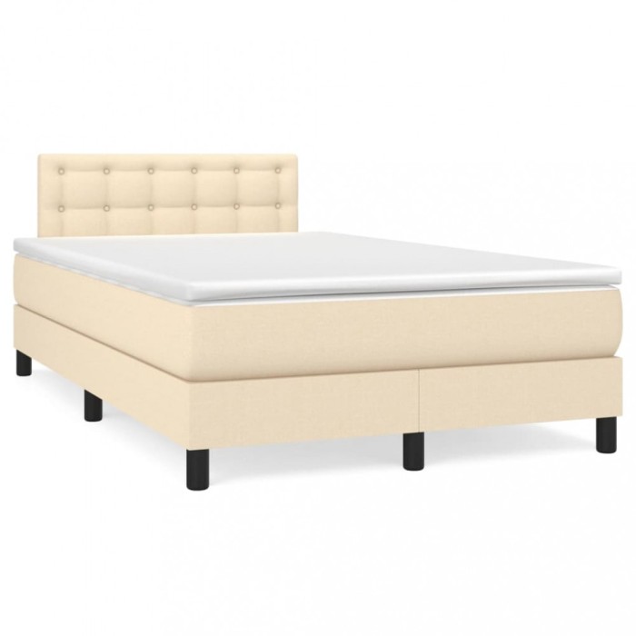 vidaXL Pat cu arcuri, saltea și LED, crem, 120x190 cm, textil 3270072
