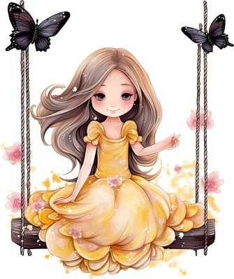 Sticker decorativ, Mica Printesa, Portocaliu, 71 cm, 1292STK-5 foto