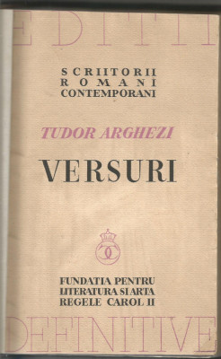 (8a) - TUDOR ARGHEZII-Versuri- prima editie 1936 foto