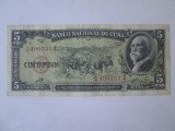 Cuba 5 Pesos 1960 semnătură Ernesto Che Guevara, Circulata, Iasi, Printata